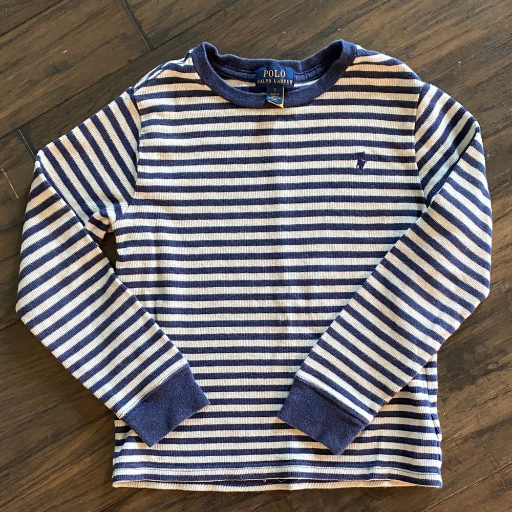 Polo by Ralph Lauren Kids Navy and White Striped Long Sleeve Tee